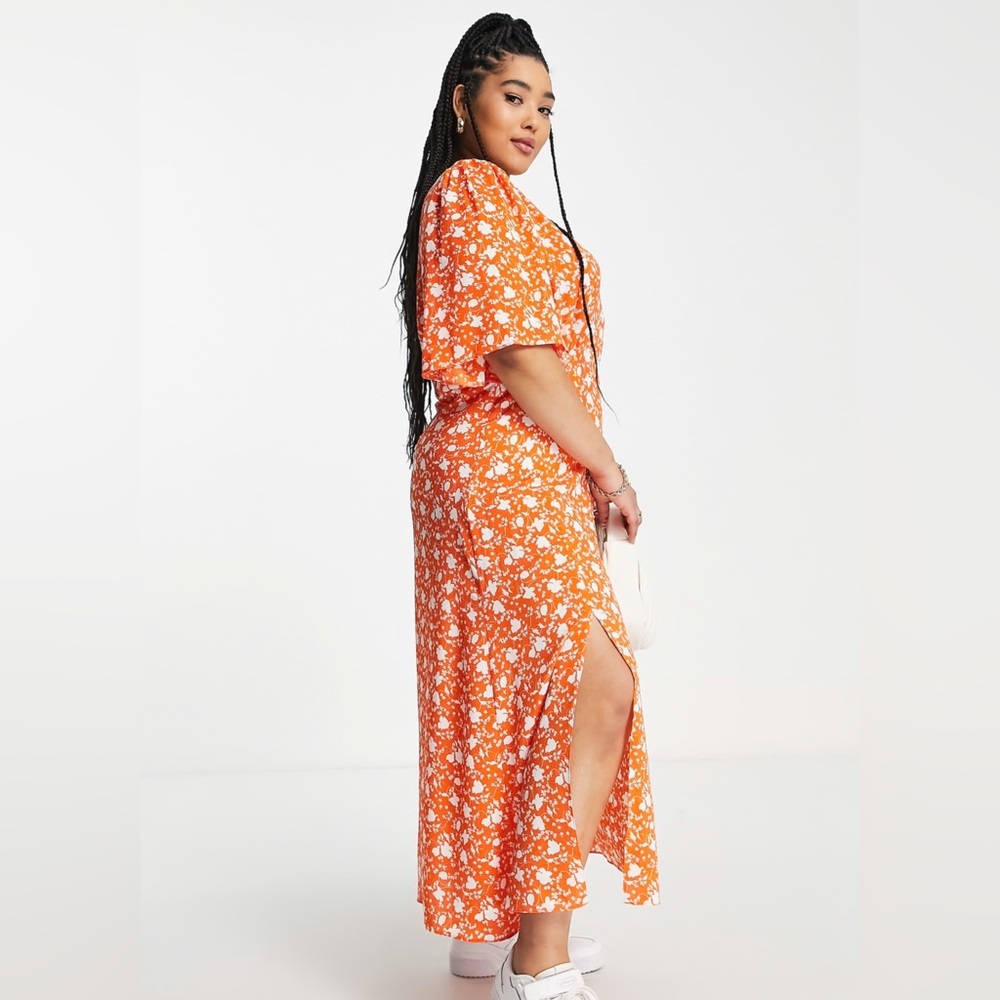 ASOS Curve Orange and White Floral Dress - Picture 2 of 8